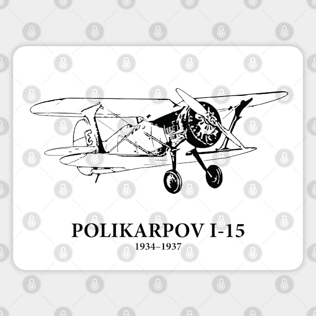 Polikarpov I-15 1934–1937 Biplane Fighter Magnet by Lakeric